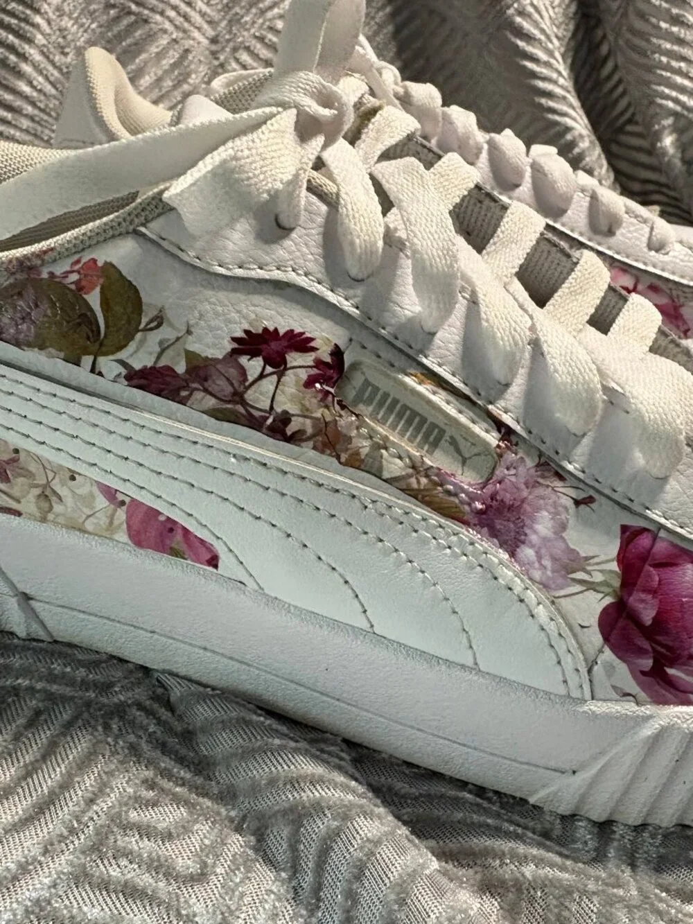 Upcycled Floral Sneakers | Hand-Embellished Puma Shoes | Women’s Size 8